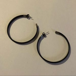 Black and Silver Hoop Earrings